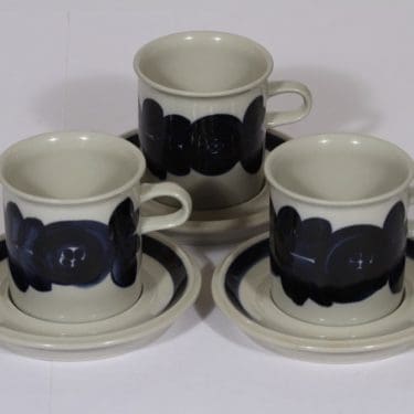 Arabia Anemone kaakaokupit, käsinmaalattu, 3 kpl, suunnittelija , käsinmaalattu, signeerattu