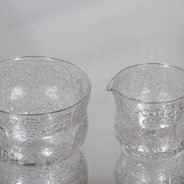 Nuutajärvi Fauna sokerikko ja kermakko, kirkas, suunnittelija Oiva Toikka,