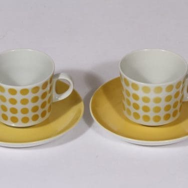 Arabia Pop kahvikupit, keltainen, 2 kpl, suunnittelija , puhalluskoriste, retro