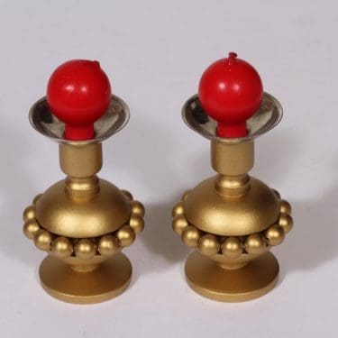 Aarikka Helmiriikkinen kynttilänjalat, 2 kpl, suunnittelija , pieni, kultamaalaus