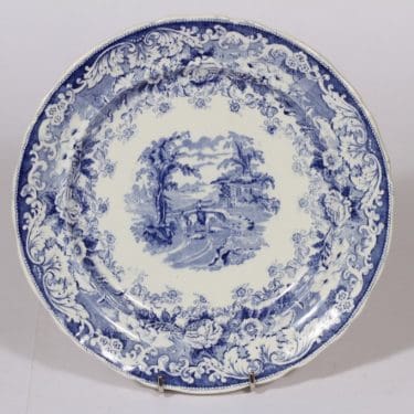 Suotniemi Ratsastava nainen lautanen, matala, suunnittelija , matala, kuparipainokoriste, maisema-aihe