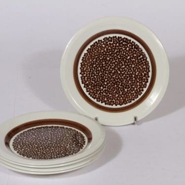 Arabia Faenza lautaset, ruskea, 5 kpl, suunnittelija , pieni, serikuva