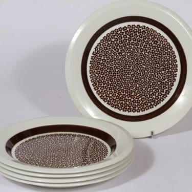 Arabia Faenza ruokalautaset, ruskea, 5 kpl, suunnittelija , matala, serikuva