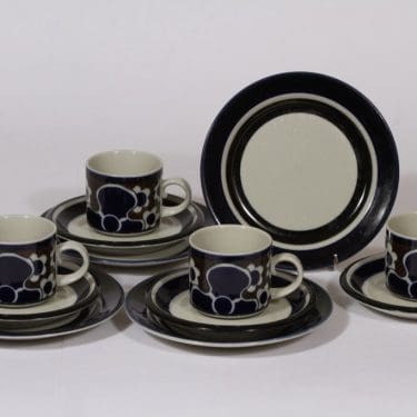 Arabia Saara kahvikupit ja lautaset, sininen, 4 kpl, suunnittelija , erikoiskoriste, retro