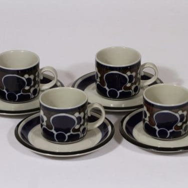 Arabia Saara kahvikupit, sininen, 4 kpl, suunnittelija , erikoiskoriste, retro