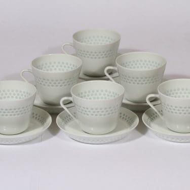 Arabia Helmi teekupit, riisiposliini, 6 kpl, suunnittelija , riisiposliini, massasigneerattu