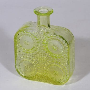 Riihimäen lasi Grapponia koristepullo, keltainen, suunnittelija Nanny Still,