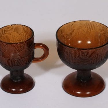 Nuutajärvi Miranda sokerikko ja kermakko, ruskea, suunnittelija Heikki Orvola,