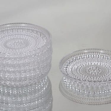 Nuutajärvi Kastehelmi lautaset, kirkas, 6 kpl, suunnittelija Oiva Toikka, pieni