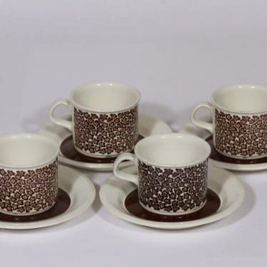 Arabia Faenza kahvikupit, ruskea, 4 kpl, suunnittelija , serikuva