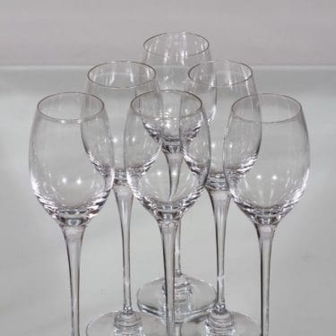 Iittala Aurora valkoviinilasit, kirkas, 6 kpl, suunnittelija Heikki Orvola,