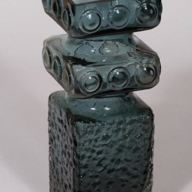 Riihimäen lasi Kehrä maljakko, siniharmaa, suunnittelija Tamara Aladin,