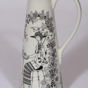 Arabia Emilia maljakko, mustavalkoinen, suunnittelija , kuparipainokoriste