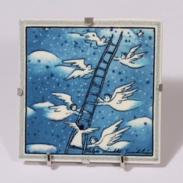 Arabia seinälaatta, Tikapuut, suunnittelija Heljä Liukko-Sundström, Tikapuut, pieni, serikuva