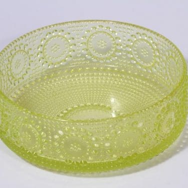 Riihimäen lasi Grapponia kulho, keltainen, suunnittelija Nanny Still,