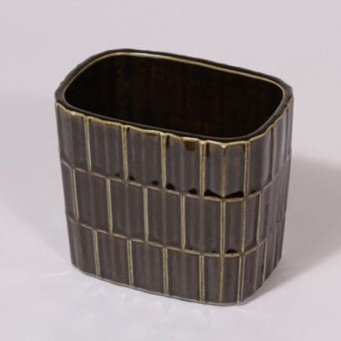 Arabia 386-2 maljakko, ruskea, suunnittelija Göran Bäck, funktionalismi