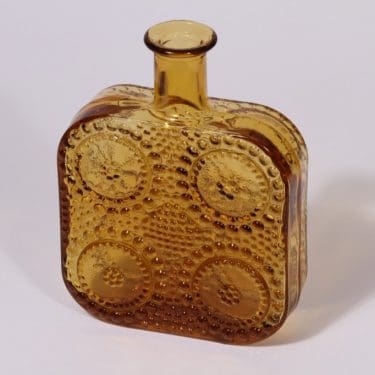 Riihimäen lasi Grapponia koristepullo, amber, suunnittelija Nanny Still,