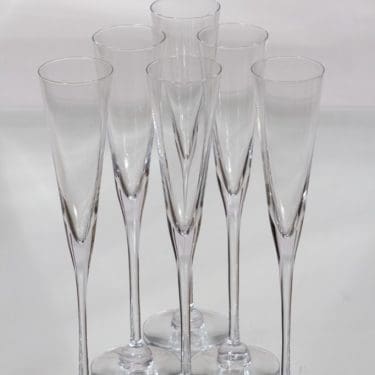 Nuutajärvi Aurora kuohuviinilasit, kirkas, 6 kpl, suunnittelija Heikki Orvola,