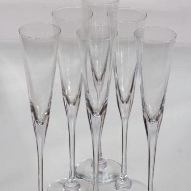 Nuutajärvi Aurora kuohuviinilasit, kirkas, 6 kpl, suunnittelija Heikki Orvola,