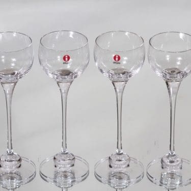 Iittala Aurora liköörilasit, kirkas, 4 kpl, suunnittelija Heikki Orvola,