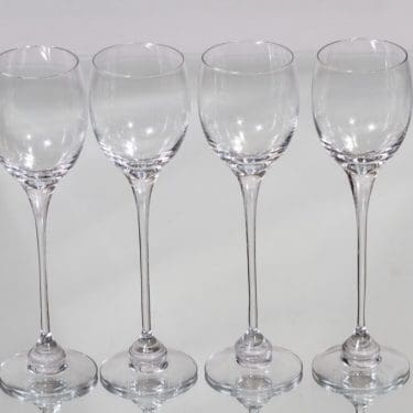 Nuutajärvi Aurora valkoviinilasit, kirkas, 4 kpl, suunnittelija Heikki Orvola,