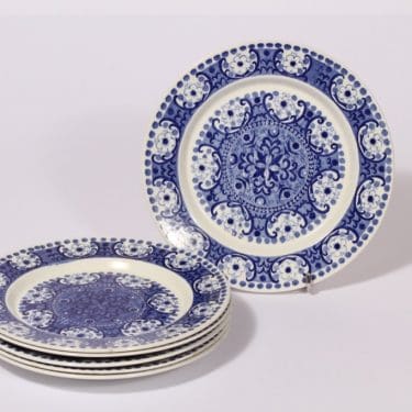 Arabia Ali lautaset, sininen, 6 kpl, suunnittelija , pieni, kuparipainokoriste
