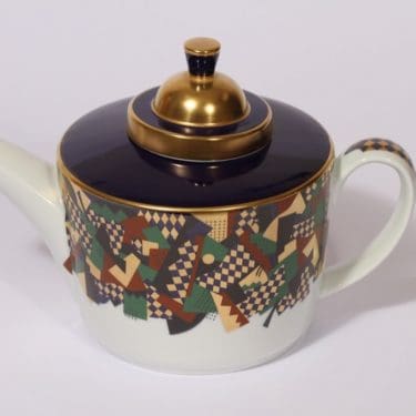 Arabia Festivo kahvikaadin, suunnittelija Heikki Orvola, serikuva, kullattu