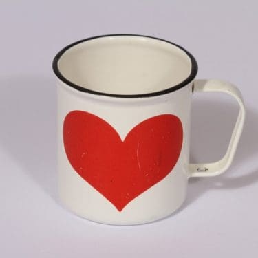 Finel Sydän muki, pieni, suunnittelija Gunvor Olin-Grönqvist, pieni, serikuva, retro