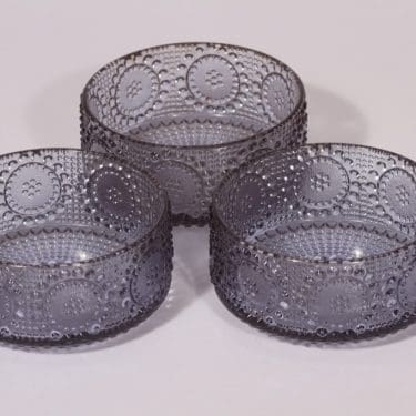 Riihimäen lasi Grapponia annoskulhot, neodymi, 3 kpl, suunnittelija Nanny Still,