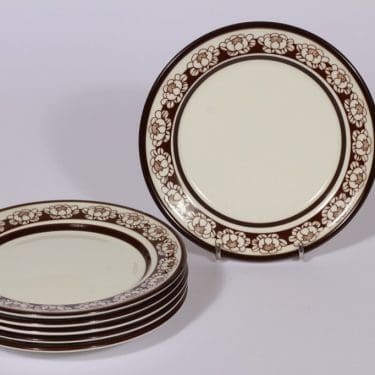 Arabia Katrrilli leivoslautaset, ruskea, 6 kpl, suunnittelija , serikuva