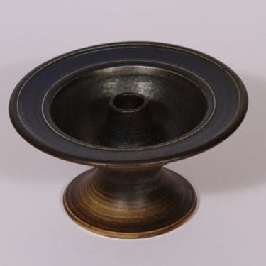 Arabia kynttilänjalka, sininen, suunnittelija Anja Jaatinen, käsinmaalattu, käsin dreijattu, signeerattu