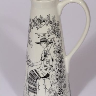 Arabia Emilia maljakko, mustavalkoinen, suunnittelija , kuparipainokoriste