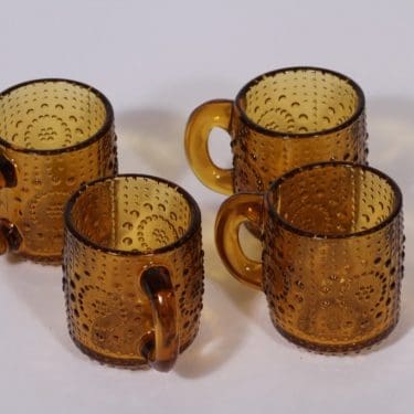 Riihimäen lasi Grapponia punssimukit, ruskea, 4 kpl, suunnittelija Nanny Still,