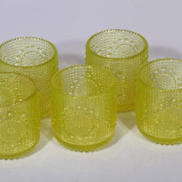 Riihimäen lasi Grapponia lasit, keltainen, 5 kpl, suunnittelija Nanny Still, 15 cl