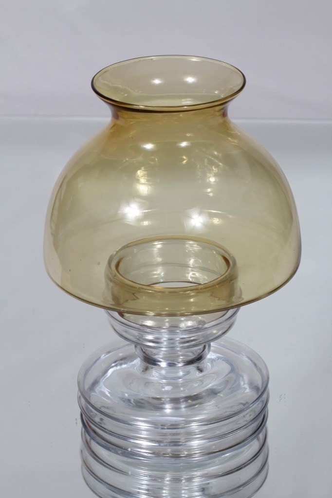 Riihimäen lasi Apollo kynttilälyhty, amber, suunnittelija Nanny Still,