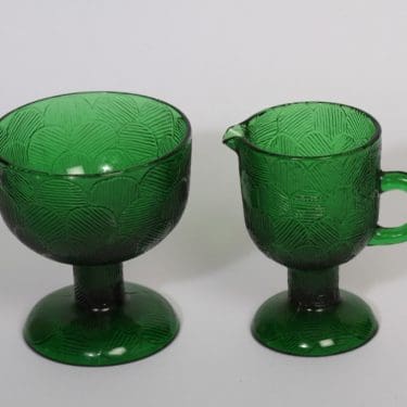 Nuutajärvi Miranda sokerikko ja kermakko, vihreä, suunnittelija Heikki Orvola,