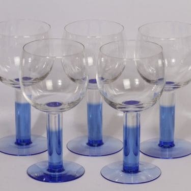 Nuutajärvi Mondo punaviinilasit, sininen, 5 kpl, suunnittelija Kerttu Nurminen, 50 cl, suuri