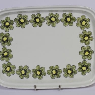 Arabia Primavera vati, vihreä, suunnittelija Esteri Tomula, serikuva, kukka-aihe, retro