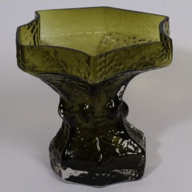 Riihimäen lasi Fantasma maljakko, suunnittelija Nanny Still, suuri, vihreä