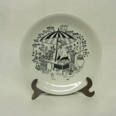 Arabia Harraste koristelautanen, suunnittelija , pieni, kuparipainokoriste