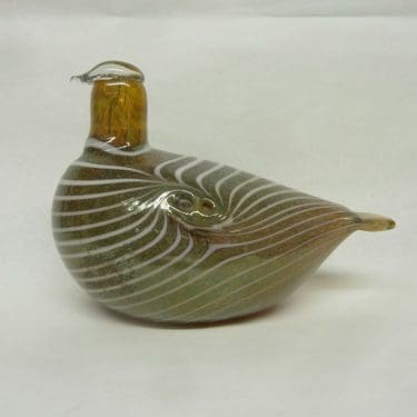 Nuutajärvi koristelintu, Alli, suunnittelija Oiva Toikka, Alli, lysteri, filigraani, signeerattu