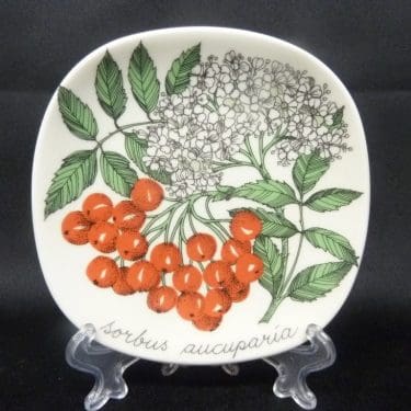 Arabia Botanica koristelautanen, Pihlaja, suunnittelija , Pihlaja, pieni, serikuva