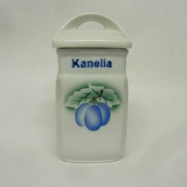 Arabia Luumu maustepurkki, Kanelia, suunnittelija Thure Öberg, Kanelia, pieni, puhalluskoriste