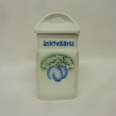 Arabia Luumu maustepurkki, Inkivääriä, suunnittelija Thure Öberg, Inkivääriä, pieni, puhalluskoriste