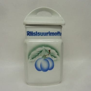 Arabia Luumu riisisuurimopurkki, suunnittelija Thure Öberg, serikuva