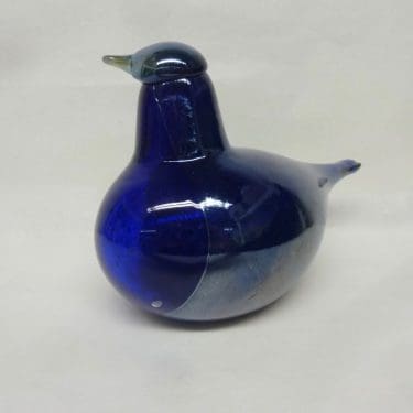 Nuutajärvi yrityslintu koristelintu, Yötiira, suunnittelija Oiva Toikka, Yötiira, lysteri, signeerattu