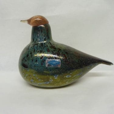 Nuutajärvi koristelintu, Lepinkäinen, suunnittelija Oiva Toikka, Lepinkäinen, lysteri, signeerattu