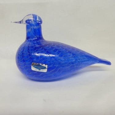 Nuutajärvi koristelintu, Sinisulka, suunnittelija Oiva Toikka, Sinisulka, filigraani, signeerattu