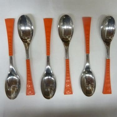 Hackman Colorina ruokalusikat, oranssi, 6 kpl, suunnittelija Nanny Still,