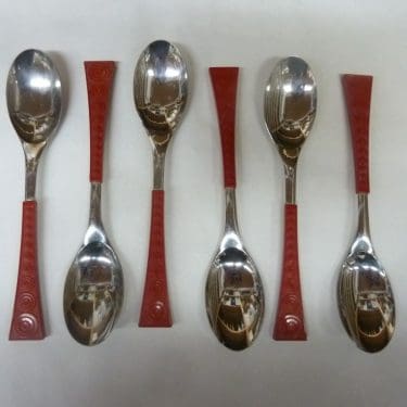 Hackman Colorina ruokalusikat, punainen, 6 kpl, suunnittelija Nanny Still,